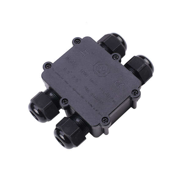 black 4-way waterproof junction box