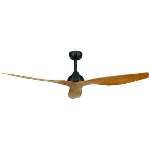 Ceiling fan with wood blades, black base